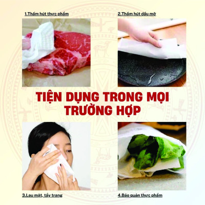 Khăn giấy ĐA NĂNG 5S 1kg dạng cuộn, lau bếp tiện lợi, thấm DẦU MỠ tốt, giấy thấm thực phẩm, bảo quản rau củ, giấy ăn