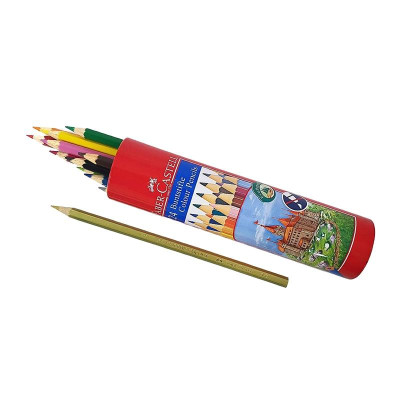 Faber-Chì màu lục giác castle-24 màu dài (hộp thiếc tròn) - 115827