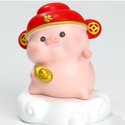 Mô hình heo thần tài cưỡi mây trang trí ô tô decord nhà cửa_ Hàng chính hãng