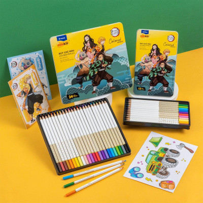 Hộp 24 Bút Chì Màu Thanh Gươm Diệt Quỷ - Colokit CPC-C043/DS - Hộp Thiếc