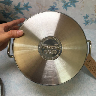 Nồi inox 304 5 đáy nắp kính Fivestar 18cm - Hàng chính hãng