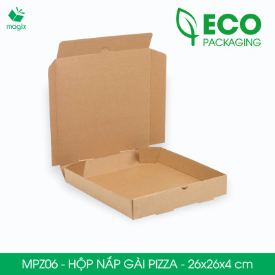 MPZ06 - 26x26x4 cm - 60 Hộp nắp gài pizza đa dụng - Hộp nắp gập, hộp carton gói hàng, hộp quà