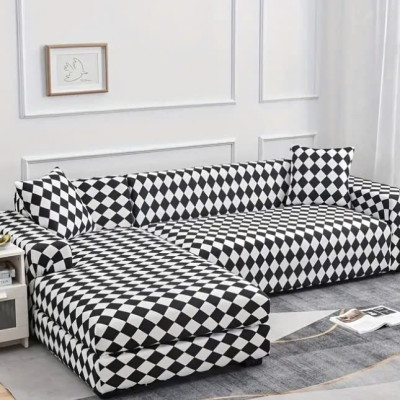 Sofa Góc L Stretchable Checkerboard Tundo Kích Thước 2m5 x 1m5