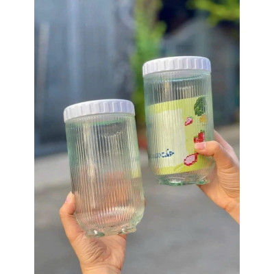 Combo 05 Hũ Thủy Tinh Vân Sọc, Lọ Thủy Tinh Nắp Vặn Đựng Gia Vị, Thực Phẩm 900ml - HÀNG CHÍNH HÃNG MINIIN