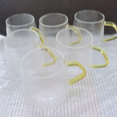 BỘ 6 CỐC THỦY TINH CHỊU NHIỆT LÊN TỚI 400 ĐỘI C QUAI VÀNG CAO CẤP CRYSTSAN 260ml - ANTH421