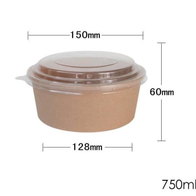 Combo 50 bộ Tô giấy kraft 1000ml & 750ml kèm nắp PET