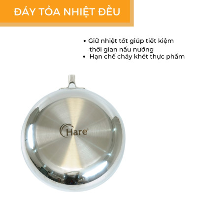 Chảo chống dính Inox có từ 3 kích thước 24 26 28cm  - thương hiệu Hare - lỗi 1 đổi 1