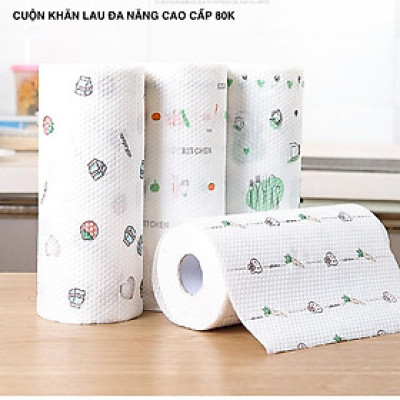 Cuộn giấy lau nhà bếp đa năng 220 tờ màu trắng siêu dai có thể giặt được