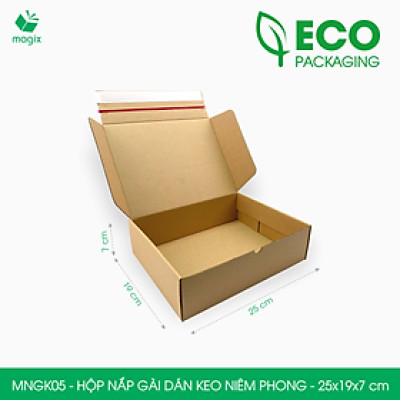 MNGK05 - 25x19x7cm - COMBO 100 HỘP CARTON NẮP GÀI HÔNG CÓ KEO NIÊM PHONG - THÙNG HỘP CARTON ĐÓNG HÀNG