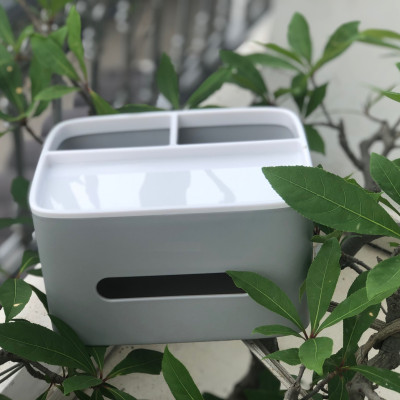 Hộp đựng giấy ăn để bàn có thêm 2 ngăn đựng đồ - màu sắc giao ngẫu nhiên