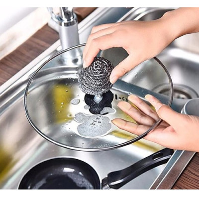 Combo 01 búi thép cọ xoong, nồi, chảo không rỉ 60g + 01 set 06 miếng mút rửa chén bát Kokubo - Nội địa Nhật Bản