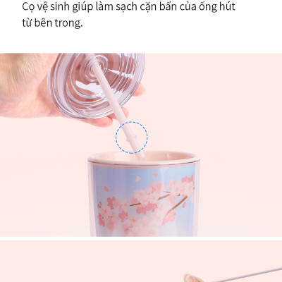 Ly nhựa LocknLock 2 lớp 750ml HAP522 720ml Anh Đào - Hàng chính hãng kèm ống hút, cách nhiệt tốt, miệng rộng - JoyMall