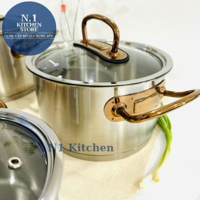 Bộ 4 nồi inox cao cấp Korkmaz Proline tay nắm màu hồng - A1149 - Hàng Chính Hãng