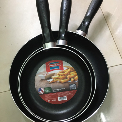 Chảo chống dính trơn SUNHOUSE Size 18-30cm CT18 CT20 CT24 CT26 CT28 CT30 chống dính Whitford (USA) cao cấp, không dùng bếp từ - Hàng chính hãng