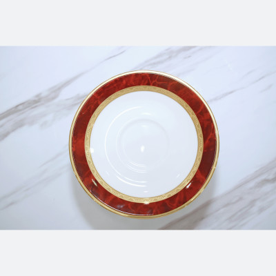 Bộ trà sứ xương cao cấp NORITAKE HEMINGWAY 4733 màu đỏ, mạ vàng - Xuất xứ Nhật Bản - Hàng chính hãng 