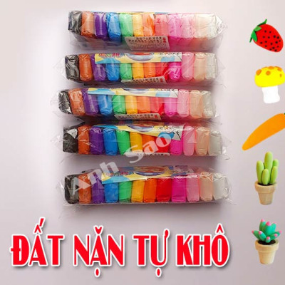 Đất Nặn Nhiều Màu - Chất Liệu An Toàn Đất sét tự khô an toàn Lốc 12 màu cao cấp Softclay nặn hình, làm Butter slime