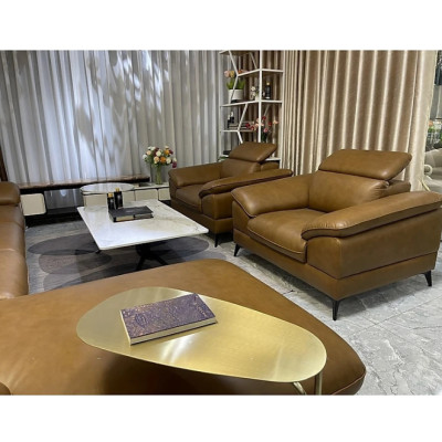 Combo ghế sofa góc L 100% da bò Italy Tundo màu nâu – SFLCT08 3m3 x 1m9 hàng cao cấp chuẩn da bò nhập khẩu Ý