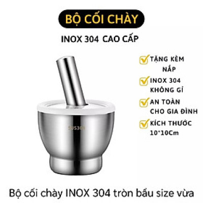 Bộ Chày Cối Nhà Bếp Inox Cao Cấp 304 Nguyên Khối Chống Nấm Mốc Dễ Dàng Sử Dụng An Toàn Sức Khỏe Gia Đình, Thiết Kế Siêu Đẹp Bảo Hành Trọn Đời