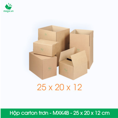 MXK4B - 25x20x12 cm - 60 Thùng hộp carton trơn đóng hàng