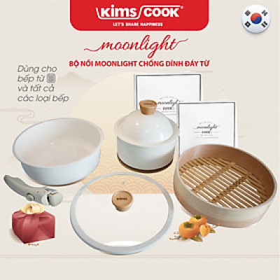 Bộ Nồi Đa Năng MOONLIGHT KimsCook F000026 Tay Cầm Rời - Dùng Cho Mọi Loại Bếp - Hàng Chính Hãng