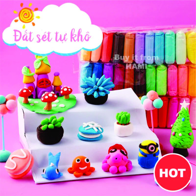 Đất Sét Tự Khô Nhật 12  Màu Đất Nặn Cho Bé Nhiều Màu Giá Rẻ An Toàn Cho Bé - Đồ Chơi Cho Bé