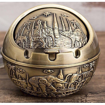 GẠT TÀN  HÌNH CON CÓC NGẬM ĐỒNG TIỀN BẰNG ĐỒNG GIẢ CỔ