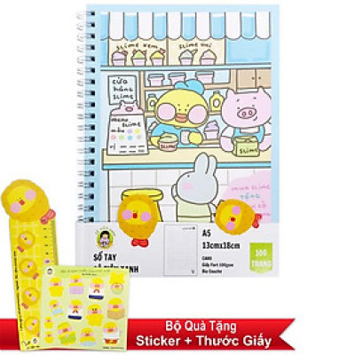Sổ Tay Lò Xo A5 Kẻ Ô Vuông 100 Trang 100gsm - Cô Tiên Xanh - Cửa Hàng Slime