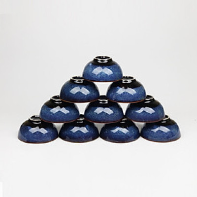 Bộ bát cơm Bát Tràng men hỏa biến cao cấp - Khử sạch kim loại nặng - 11.5cm