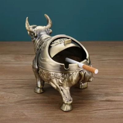 Gạt tàn hình trâu hợp kim đồng mới 4 màu tài lộc( tặng sét 4 cọ vệ sinh vòi ấm nội địa nhật )