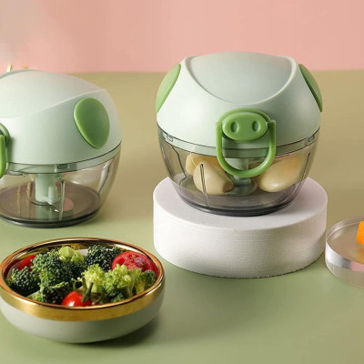 Máy Xay Tỏi Ớt, Xây Đồ Ăn Dặm Hình Con Heo Cầm Tay Mini