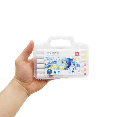 Hộp 12 Bút Lông Màu Acrylic Markers - Deli HM108-12