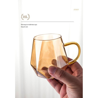 Bình cốc thuỷ tinh Lục Giác Vàng kim cương |BÌNH CỐC BOROSILICATE SIÊU NHẸ - CHỊU NHIỆT - CƯỜNG LỰC