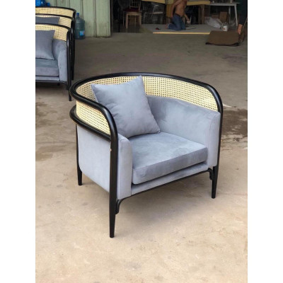 Sofa Targa đơn - Sofa ghế tựa mây đan tự nhiên, khung bọc vải, nỉ, da, màu tùy chọn