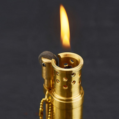 Vỏ Hột Quẹt Bật Lửa TC16 Thiết Kế Thủ Công Độc Lạ Màu Vàng - Dùng Xăng Đá Cao Cấp