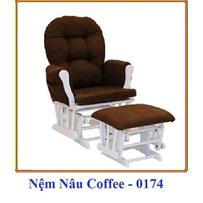 Ghế trượt thư giãn Rocking Chair Juno Sofa khung màu trắng nệm nâu KT 70 x 74 x 102 cm
