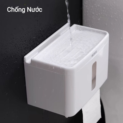 HỘP ĐỰNG KHĂN GIẤY VỆ SINH TREO TƯỜNG CẮT GIẤY TỰ ĐỘNG CAO CẤP - KHÔNG CẦN KHOAN TƯỜNG ỐC VÍT