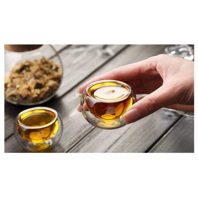 Bộ ấm thủy tinh giữ nhiệt cốc uống trà 2 lớp _ AVN 60