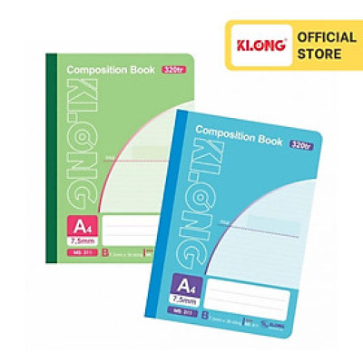 Sổ kẻ ngang may dán gáy Composition book KLONG A4 320 trang 58/92; MS: 311