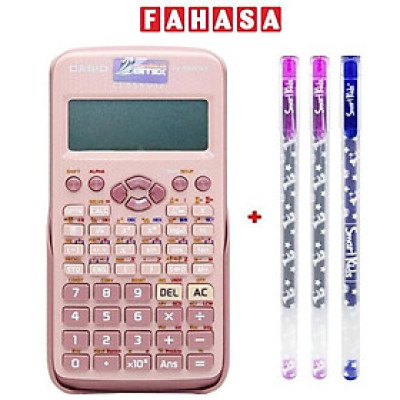 Máy Tính Casio FX580VN X-PK - Màu Hồng - Tặng Kèm 3 Bút Gel G01 0.5 mm (2 Mực Tím + 1 Mực Xanh)