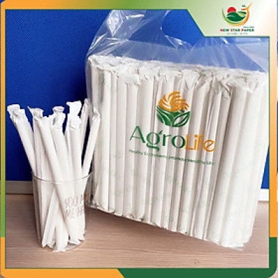 Phi 12 - Túi 100 ống hút giấy làm từ sợi mía có bao gói