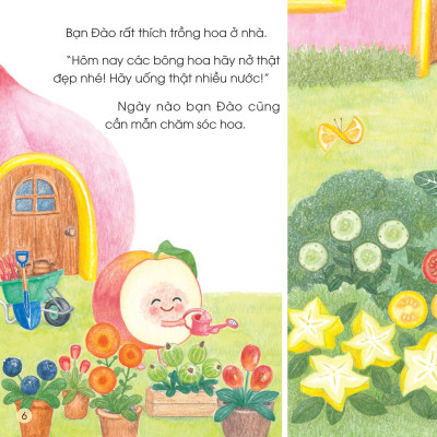 Sách Ehon - Sức Mạnh Của Những Người Bạn Trái Cây - Dũng Sĩ Đào Đuổi Sên Khổng Lồ