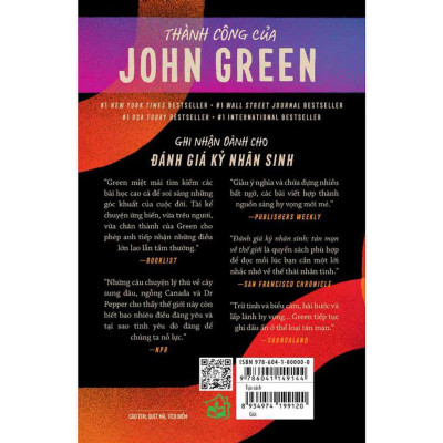 Sách - Đánh Giá Kỷ Nhân Sinh - Tản Mạn Về Thế Giới - John Green - NXB Trẻ