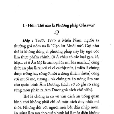 Phương pháp Ohsawa Hỏi Và Đáp - Tập 1 - 	George Ohsawa ( dịch giả Huỳnh Văn Ba )