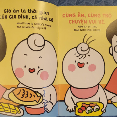 Sách Ehon Miu Bé Nhỏ Phần 4 Song Ngữ - Miu Bé Nhỏ Đừng Vừa Ăn Vừa Xem Điện Thoại Nhé