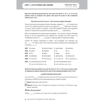 Combo Đề Luyện Thi Tốt Nghiệp THPT Môn Tiếng Anh + Làm Quen Với TOEFL ITP Reading + Bộ Đề Thi Thử Tốt Nghiệp THPT Môn Tiếng Anh