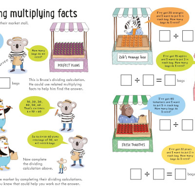 Sách học toán tiếng Anh: Usborne Workbooks Dividing 7-8