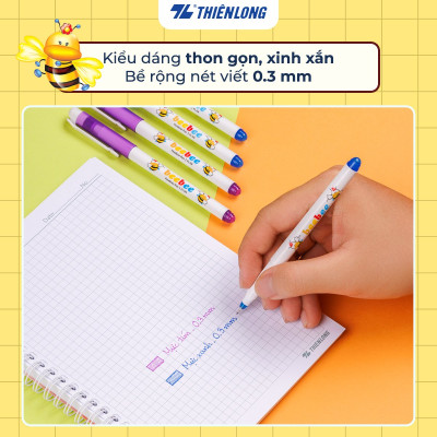 Hộp 10 cây Bút lông kim - Bút mực nước Beebee Thiên Long FL-04 mực tím