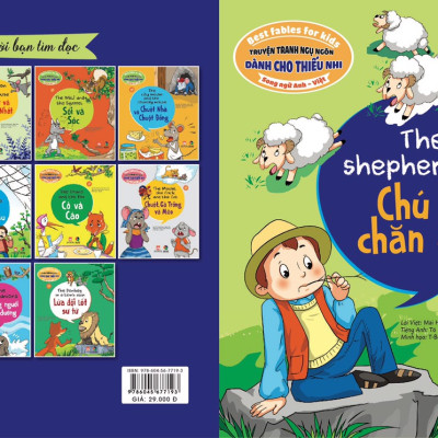 Combo 4 quyển Truyện tranh ngụ ngôn dành cho thiếu nhi ( Song Ngữ Anh - Việt )cò và cáo+ chú bé chăn cừu+ kiến và chim bồ câu+ bộ lông mượn