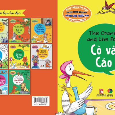 Combo 4 quyển Truyện tranh ngụ ngôn dành cho thiếu nhi ( Song Ngữ Anh - Việt )cò và cáo+ chú bé chăn cừu+ kiến và chim bồ câu+ bộ lông mượn