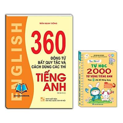 Sách - combo 2c - 360 động từ bất quy tác k màu + take note tự học 2000 từ vựng tiếng anh
